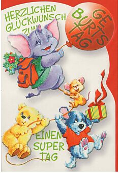 Geburtstagskarte Kinder Elefant Ballon