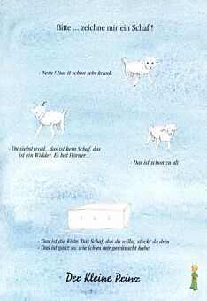 Postkarte Der kleine Prinz Bitte zeichne mir ein Schaf!