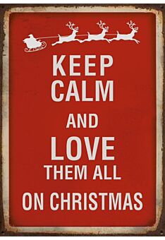 Weihnachtspostkarte: Keep calm and love them all on Christmas