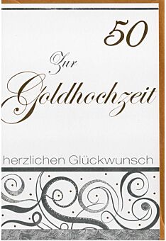 Glückwunschkarte Goldhochzeit Folienprägung und goldenes Kuvert