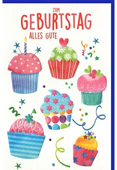 Glückwunschkarte Geburtstag Cupcakes, Naturkarton, mit Blindprägung