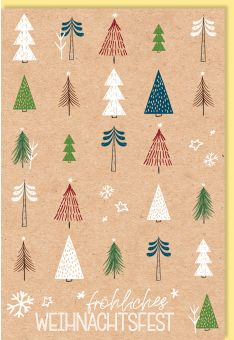 Weihnachtskarte Business Kraftpapier Tannenbäume, Naturkarton