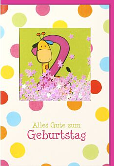 Geburtstagskarten für Kinder 2. Geburtstag Schüttelkarte, Giraffe