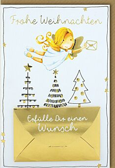 Weihnachtskarte schön Spruch Frohe Weihnachten erfülle dir einen Wunsch