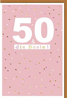 Geburtstagskarte 50 Jahre Frau die Beste!
