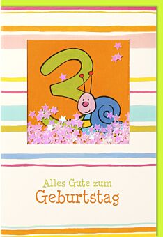 Geburtstagskarte für Kinder 3. Geburtstag Schüttelkarte - Blaue Schnecke