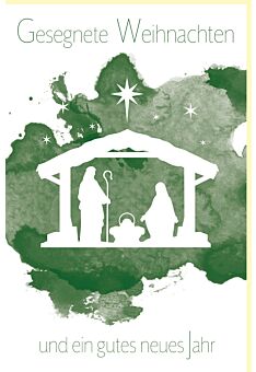 Weihnachtskarte Krippe grün Gesegnete Weihnachten