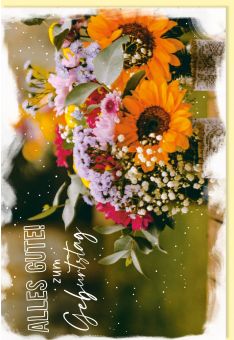Geburtstagskarte mit Blumen schön Text Alles Gute zum Geburtstag