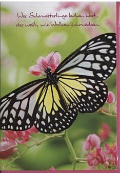 Grusskarte: "Wer Schmetterlinge lachen hört"