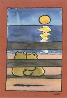 Jan Vis Cartoon Postkarte: Sonnenuntergang