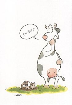 Jan Vis Cartoon Postkarte: Oh Shit!