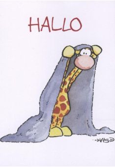 Jan Vis Cartoon Postkarte: Hallo - Bettdecke