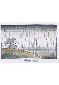 Jan Vis Cartoon Postkarte Liebe: I miss you