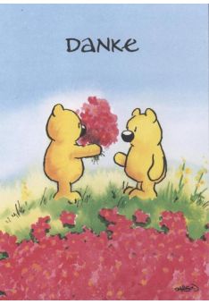 Jan Vis Cartoon Postkarte: Danke - Blumenstrauß