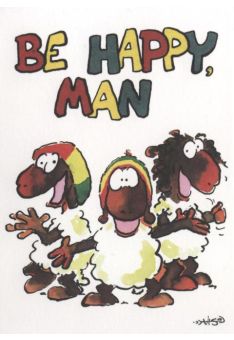 Jan Vis Cartoon Postkarte: Be Happy Man