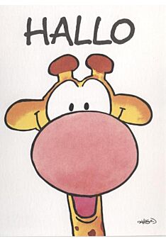 Jan Vis Cartoon Postkarte: Hallo, Giraffenkopf
