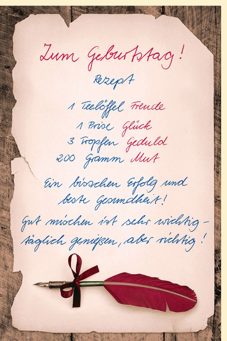 Geburtstagskarte Spruch Rezept 1 Teelöffel Freude