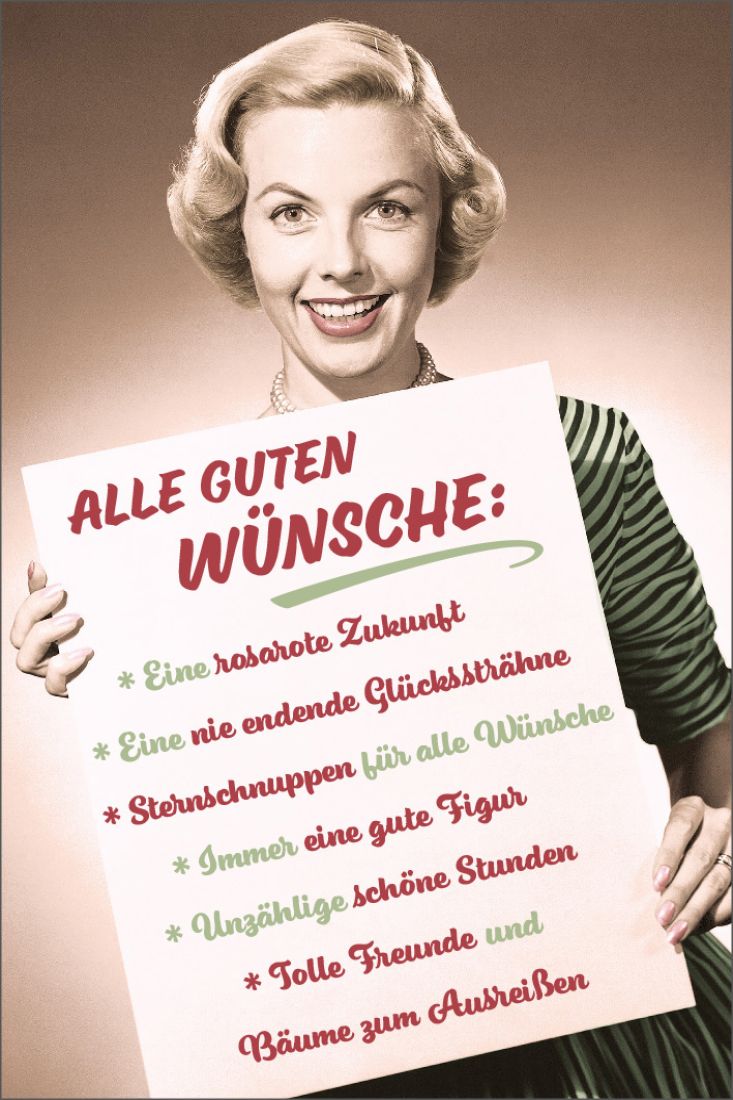 Geburtstagkarte Frauen lustig retro Spruch rosarote Zukunft