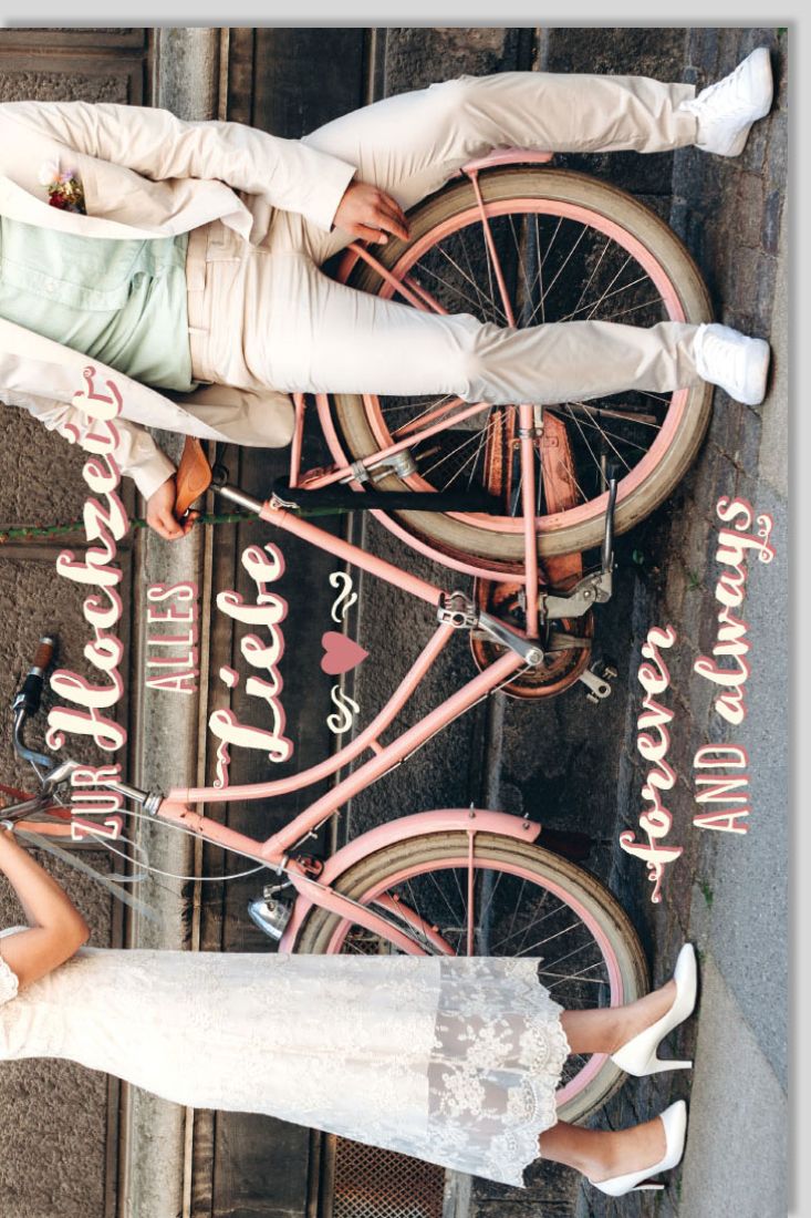 Glückwunschkarte Hochzeit Fahrrad Zur Hochzeit alles Liebe forever and