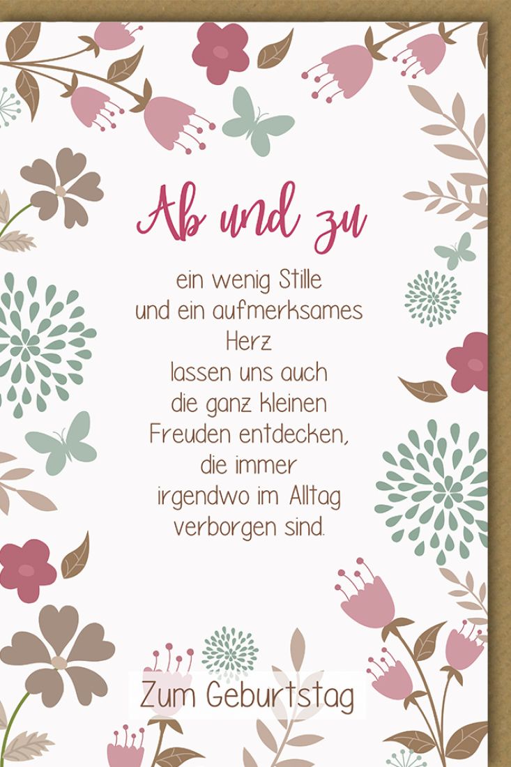 Geburtstagskarte liebevoller Spruch Ab und zu ein bisschen Stille