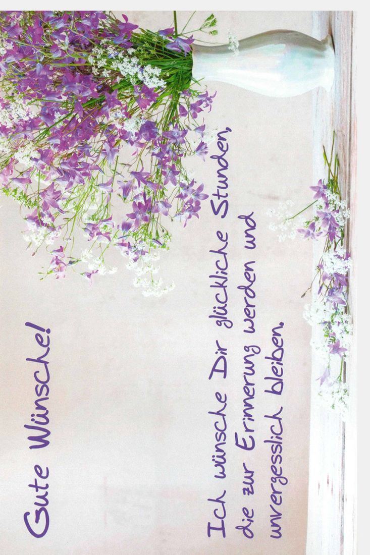 Grußkarte Wünsche Vase Blumen Spruch Ich wünsche dir glückliche Stunden