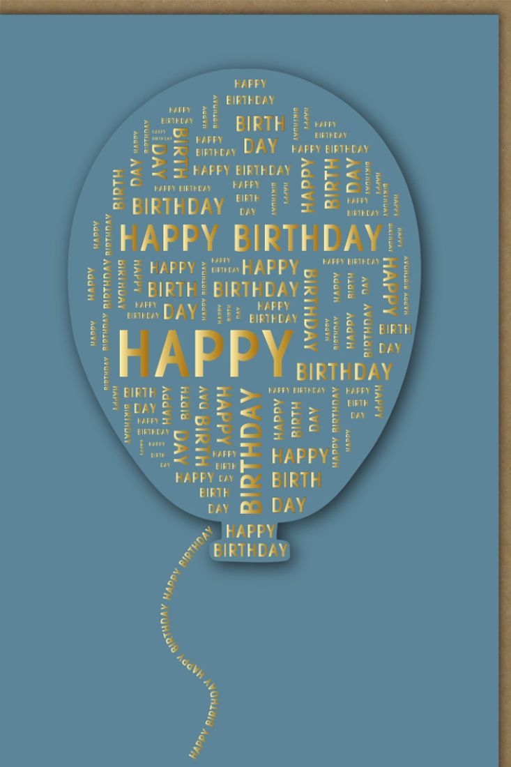 Geburtstagskarte blau Happy Birthday hochwertig Midoro Typo