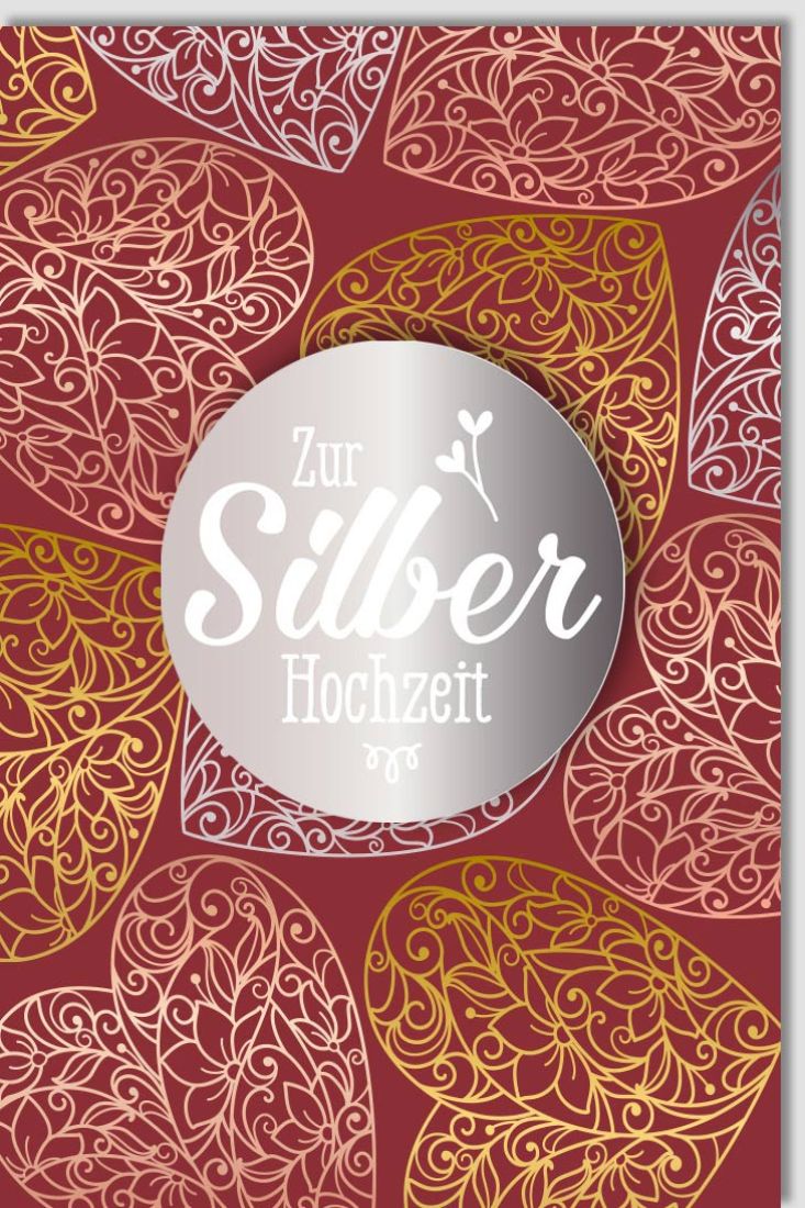 Silberhochzeit Glückwunschkarte Applikation Silber Herzen