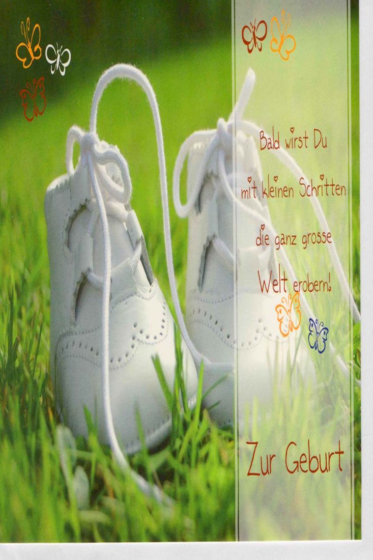 Glückwunschkarte Geburt Schuhe Wiese