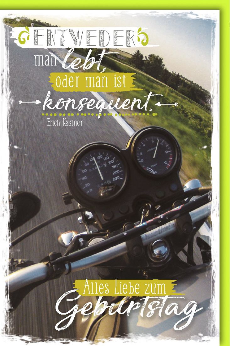 Geburtstagskarte für Männer Motorradtacho
