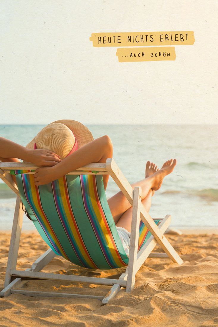 Postkarte Spruch nichts erlebt Person auf Liegestuhl am Strand