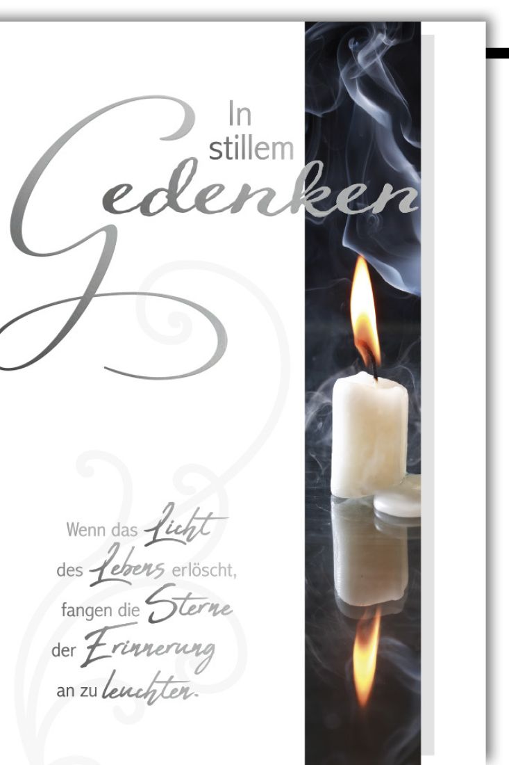 Trauerkarten "In stillem Gedenken" Beileidskarte mit Kerzenmotiv und
