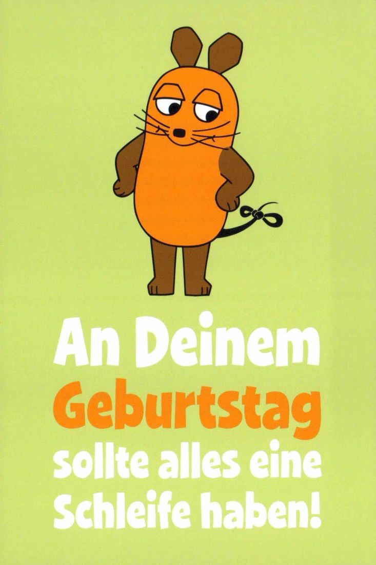 MausPostkarte Geburtstag mit Schleife