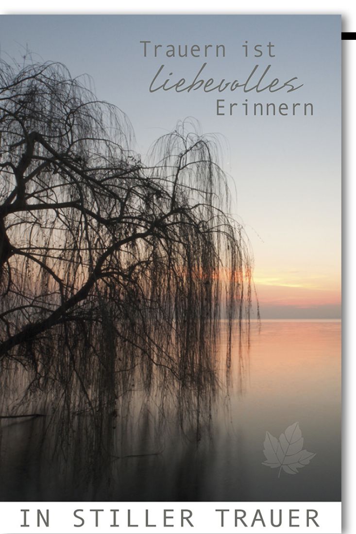 Trauerkarten Stimmungsvolle Abenddämmerung mit BaumSilhouette und