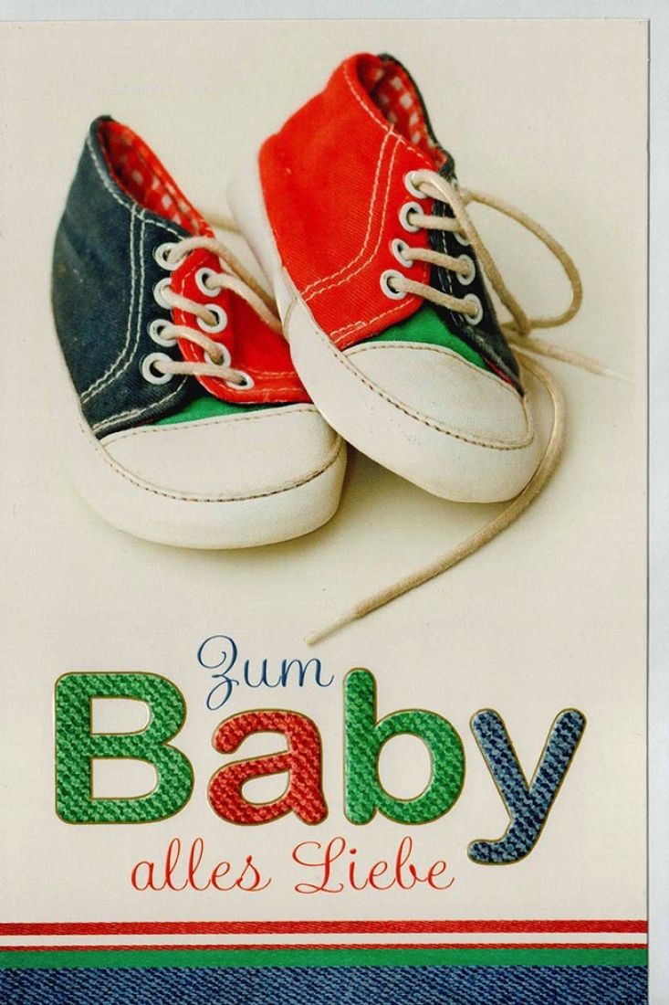 Karte Geburt Baby Schuhe alles Liebe