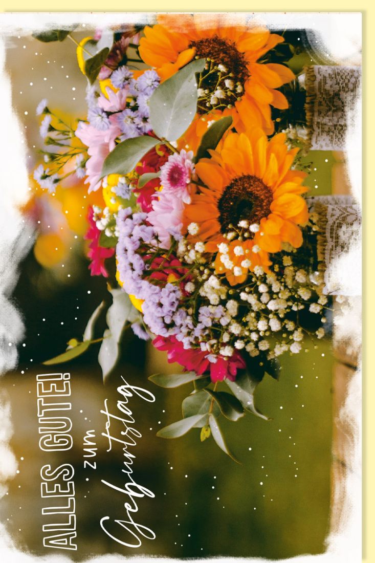 Geburtstagskarte mit Blumen schön Text Alles Gute zum Geburtstag