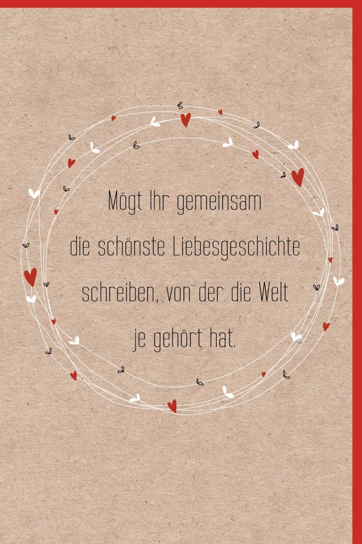 Hochzeitskarte Kreis aus Herzen auf grau