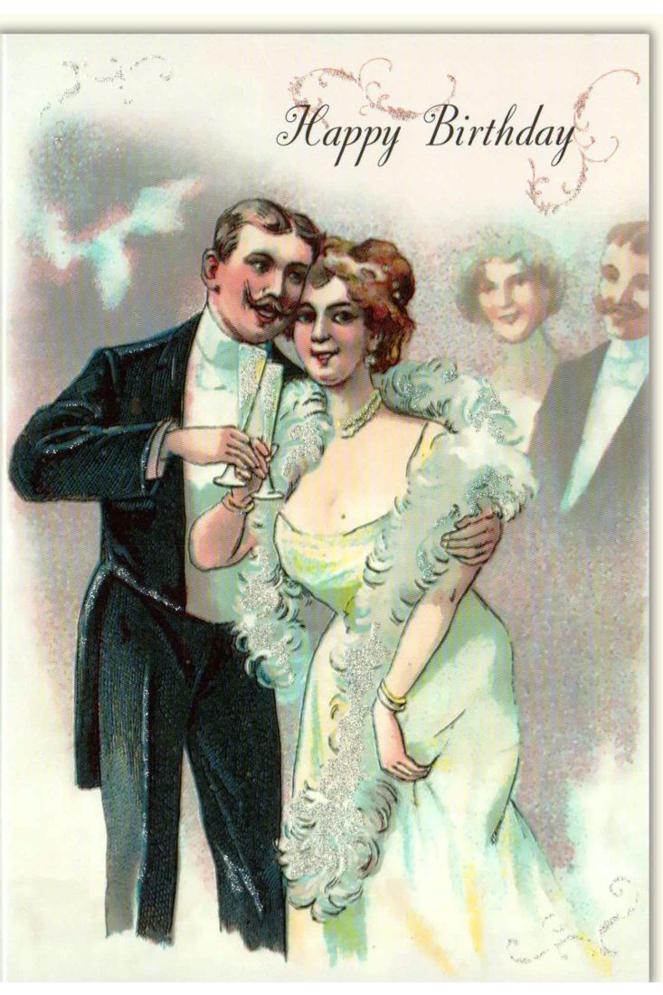 Geburtstagskarte retro Happy Birthday Mann und Frau vintage