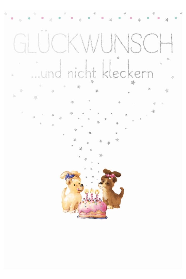 Geburtstagspostkarte Spruch 2 Welpen Glückwunsch