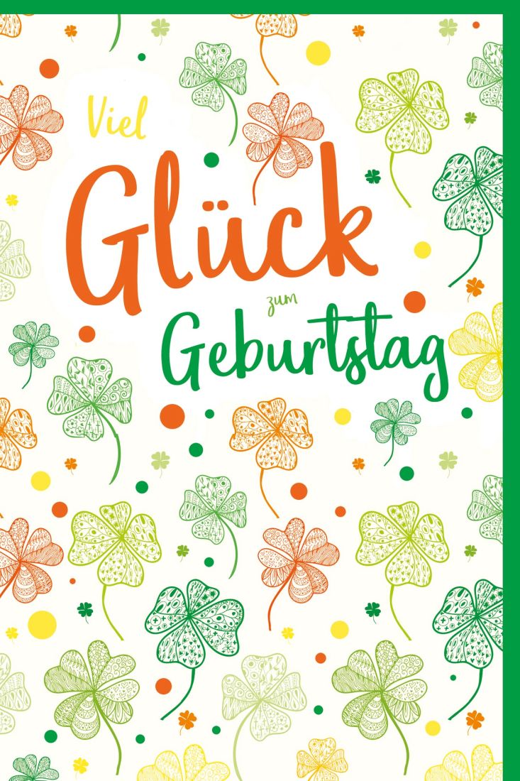 Glückwunschkarte Geburtstag Vierblättrige Kleeblätter