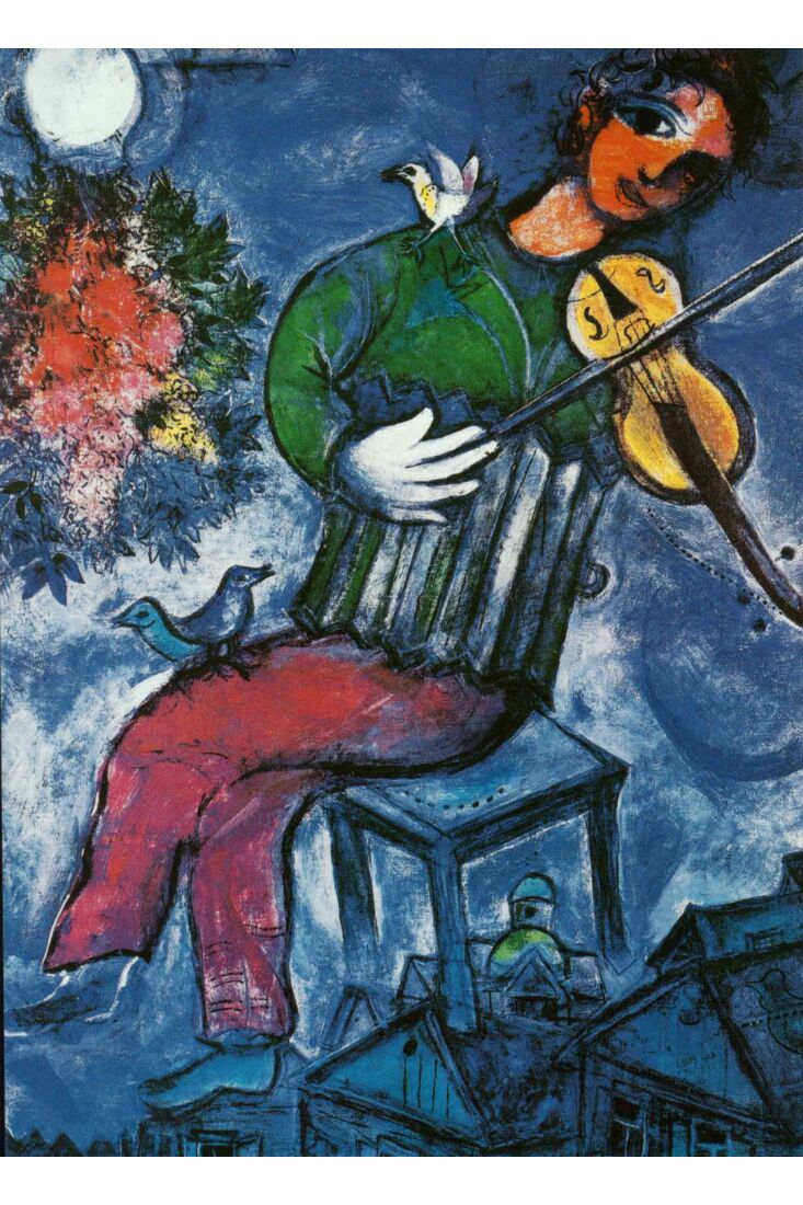 Kunstpostkarte Marc Chagall - The Blue Violinist