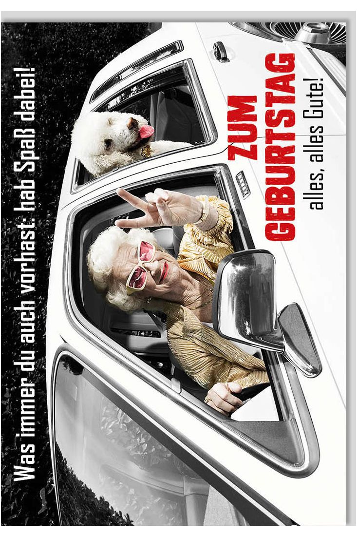 Glückwunschkarte Geburtstag Oma Pudel Auto Zum Geburtstag alles alles Gute