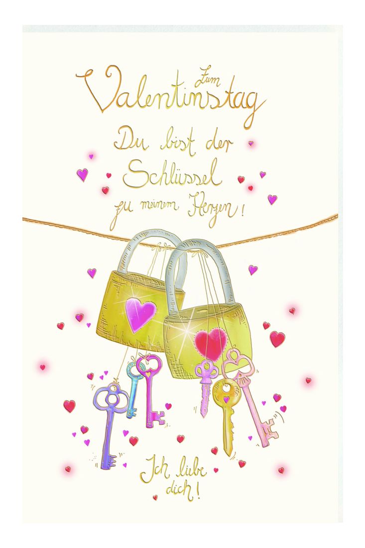 Karte Valentinstag Schlüssel zum Herzen