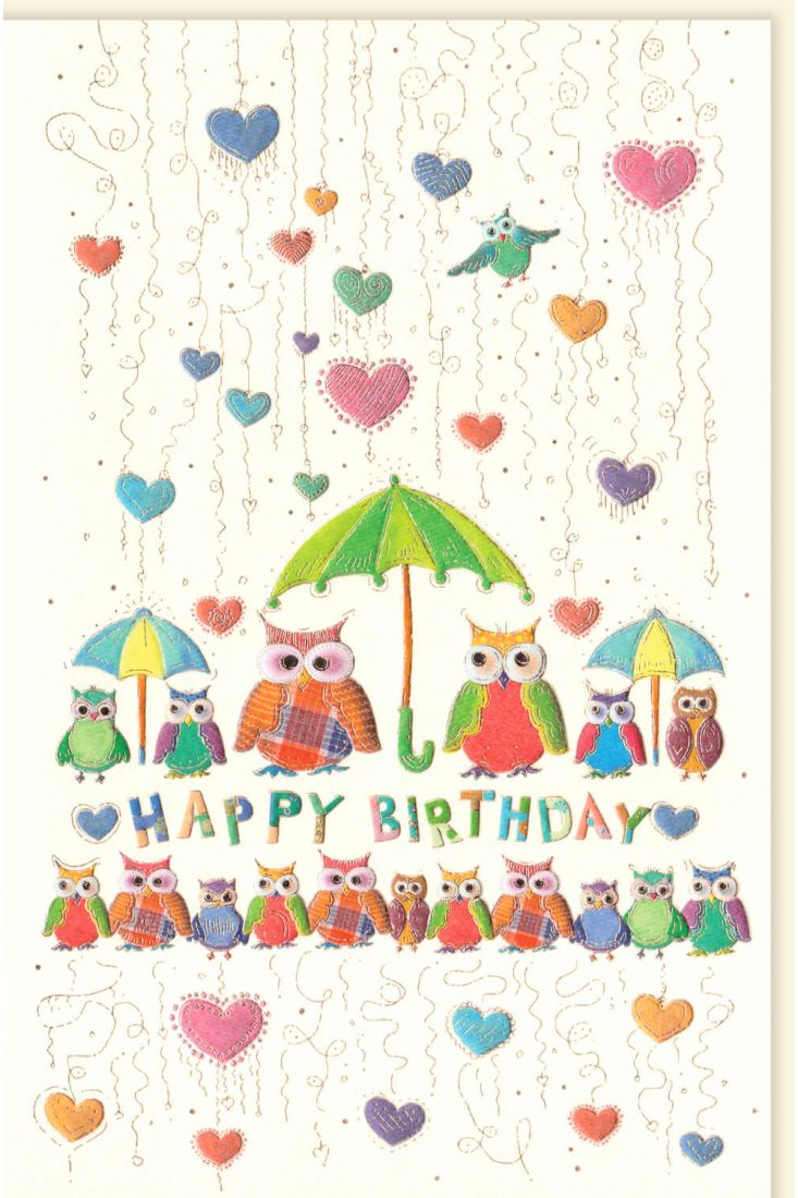 Glückwunschkarte Geburtstag Eulen premium Happy Birthday