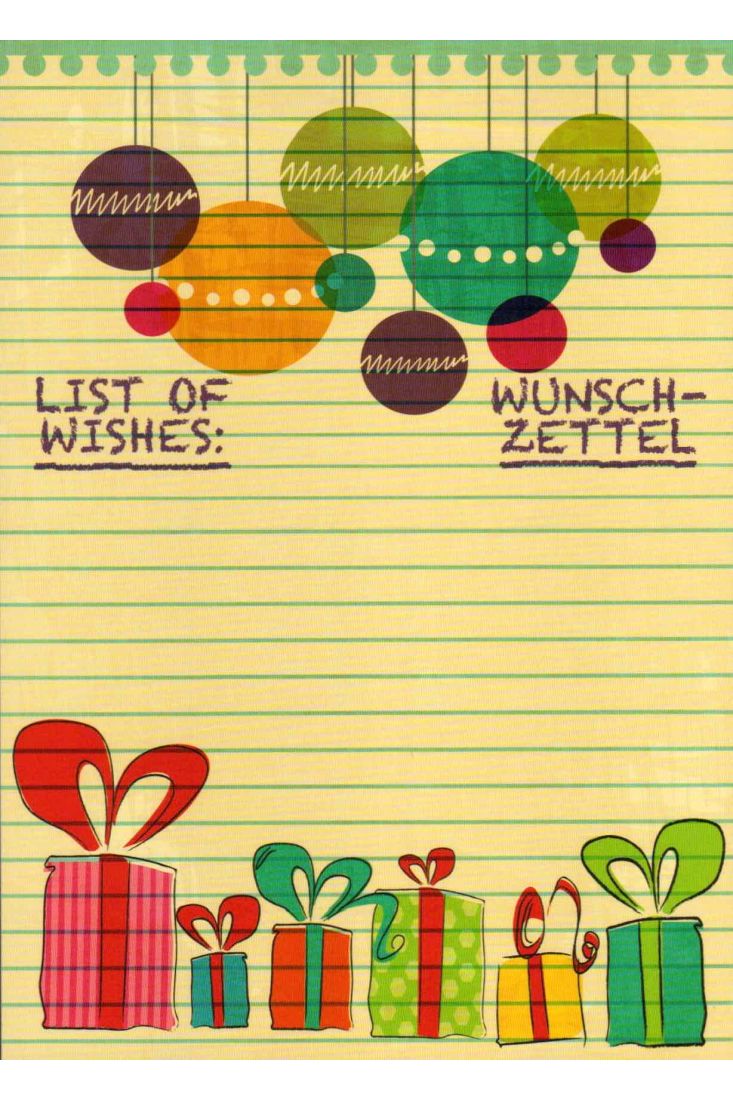 Weihnachtspostkarte List of wishes - Wunschzettel