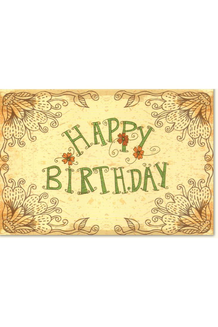 Geburtstagskarte retro Happy Birthday Schrift grün