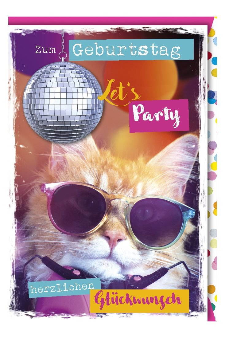 Geburtstagskarte Katze Spruch Zum Geburtstag let´s Party