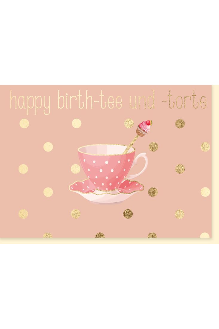 Frauen Geburtstagskarte Happy Birth-tee und -torte