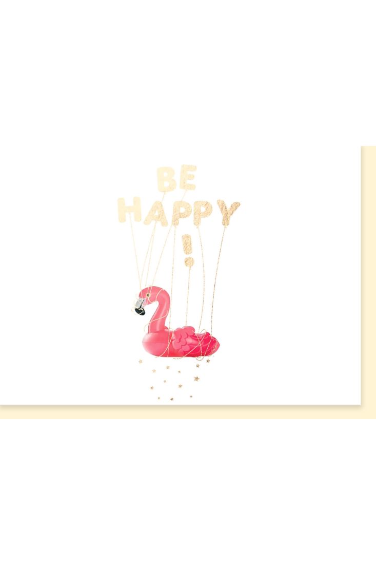Geburtstagskarte: Be Happy! Motiv: Flamingo