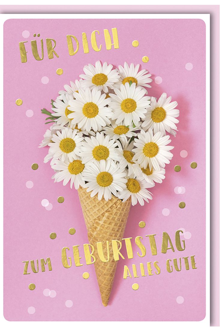 Geburtstagskarte für Frauen Waffel mit Gänseblümchen
