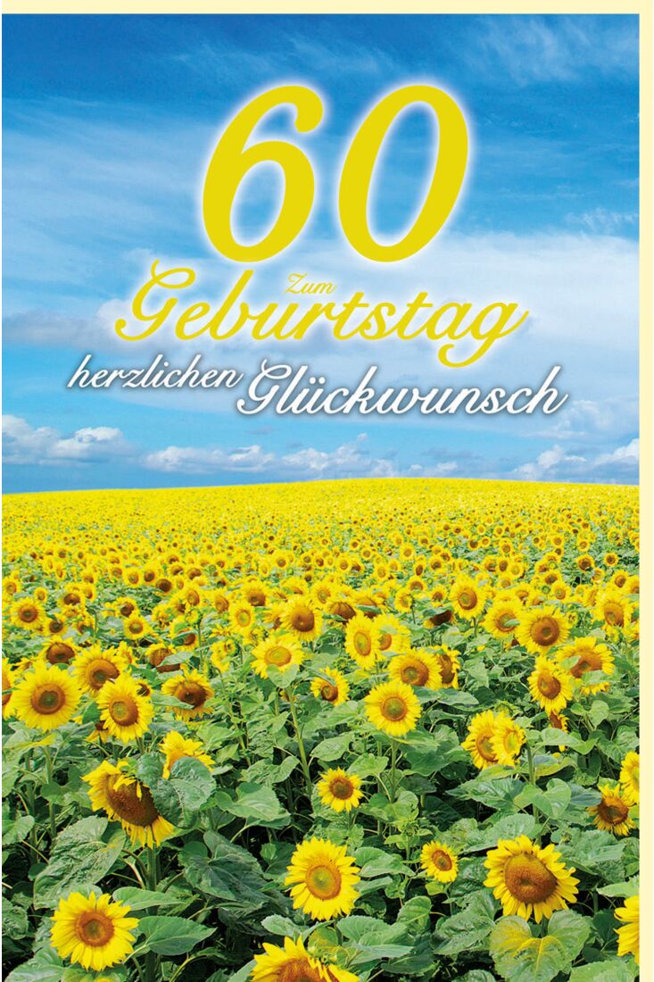 Geburtstagskarte Zahlengeburtstag 60 Jahre Sommer auf dem Land Sonnenblumenfeld